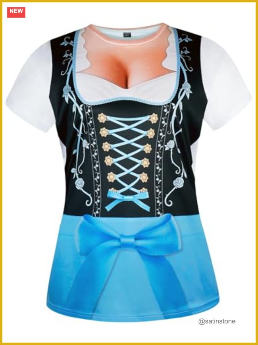 Women's Oktoberfest Costume Novelty T-Shirt, Polyester Spandex Crew Neck